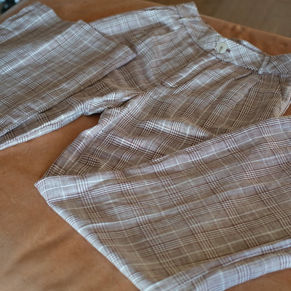 Maeve by Anthropologie Pleated Plaid Wide Leg Trousers Size 8